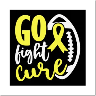 Football Tackle Go Fight Cure Hydrocephalus Awareness Yellow Ribbon Warrior Support Posters and Art